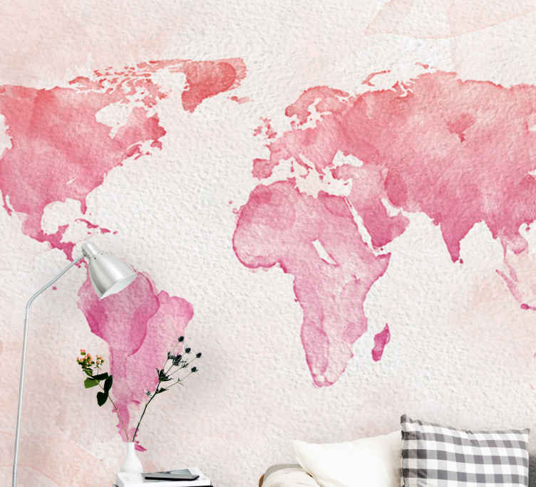 Fotomural mapamundi Color rosa neutro - TenVinilo