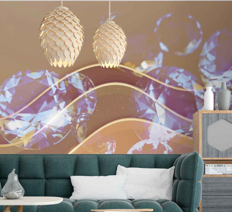 Sparkling Crystal Waves abstract wall mural - TenStickers