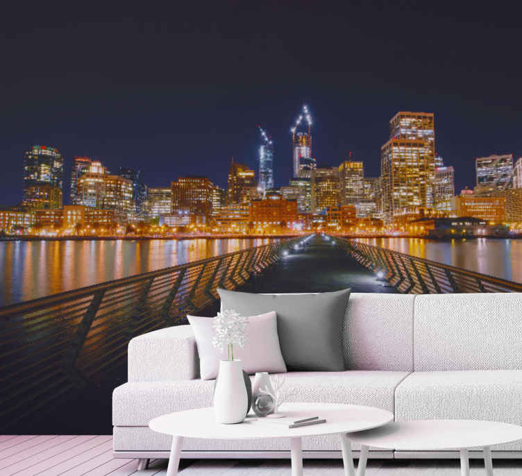 Tapisserie villes et pays reflet de skyline urbaine - TenStickers