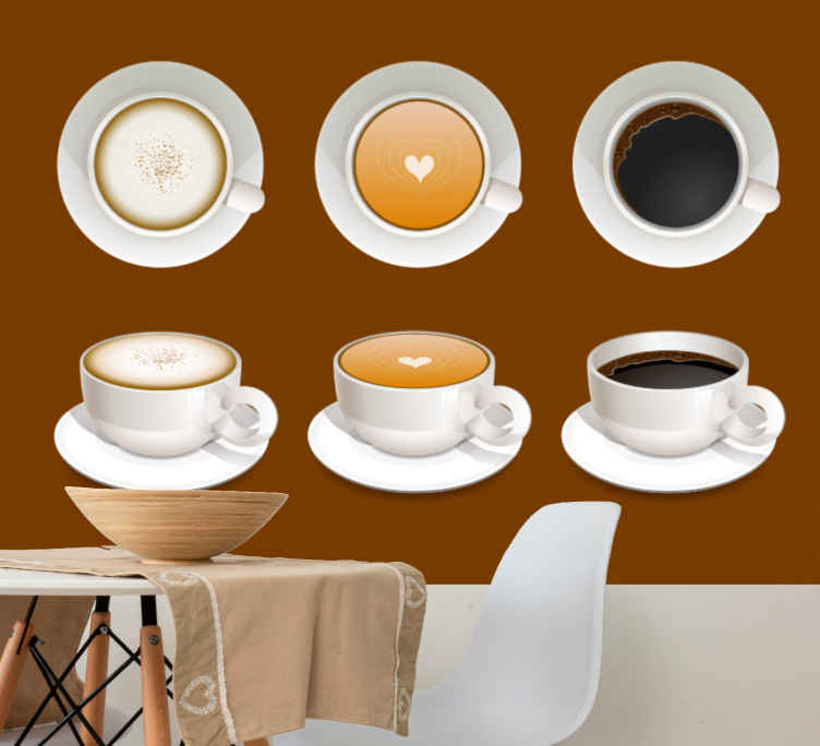 Coffee Cup Designs phrase wall mural - TenStickers