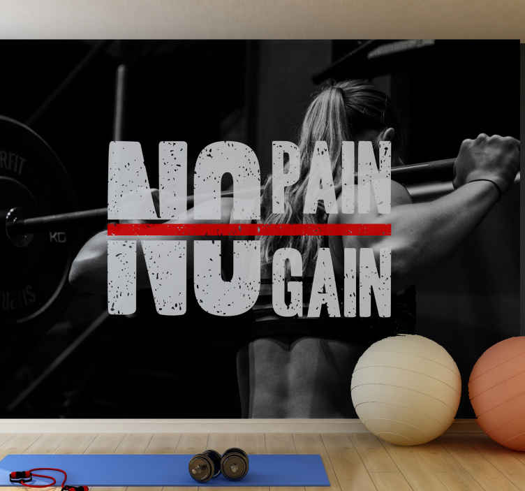 No pain no gain Fitness word wall mural - TenStickers