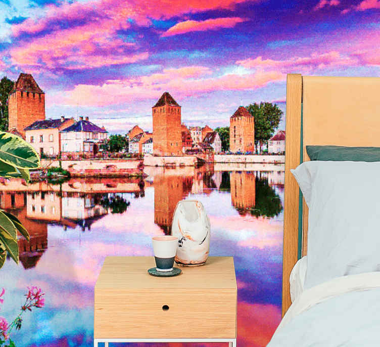 Evlilik duvar resimleri yansıtan pembe gökyüzü - TenStickers