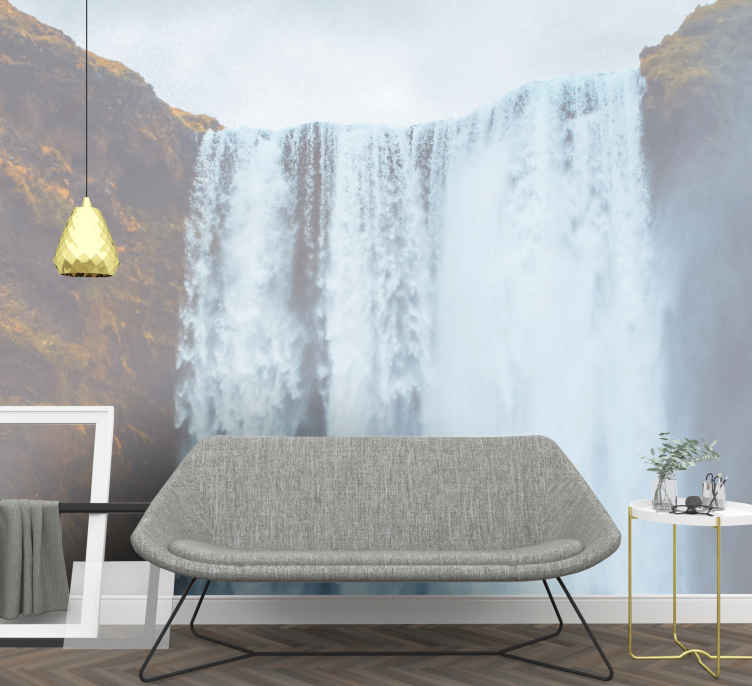 Waterfalls living room mural TenStickers