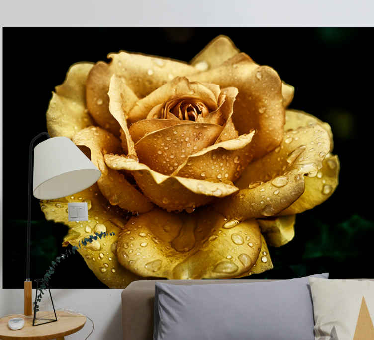 Fotomurais plantas e flores Close-up rosa dourada - TenStickers
