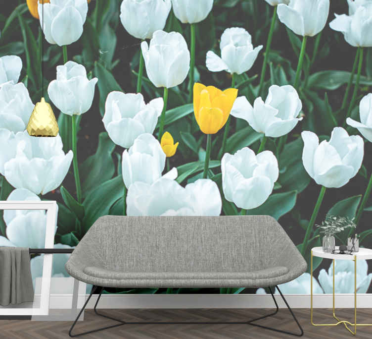 Beautiful white tulip mural TenStickers