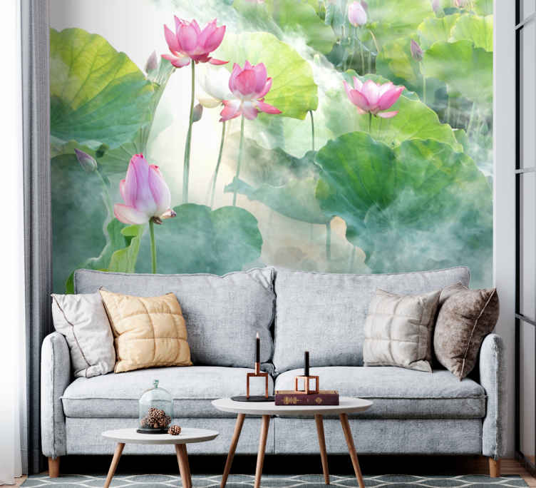 Aan boord Verlichten Bedelen Fotobehang bloemen goedkoop Vredige lotusbloemen - TenStickers