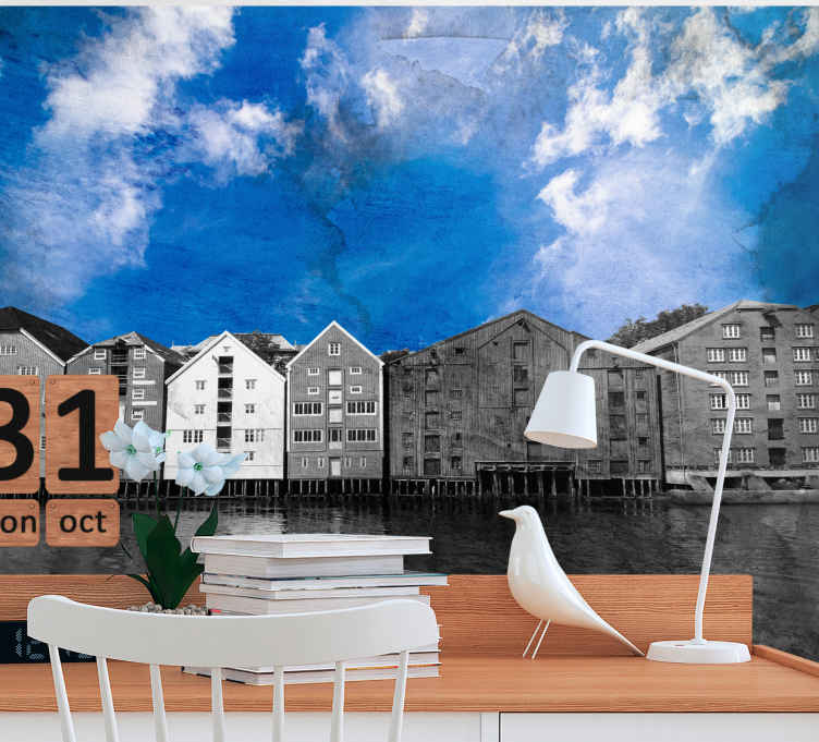 Nora Waterfront Houses city wall mural - TenStickers
