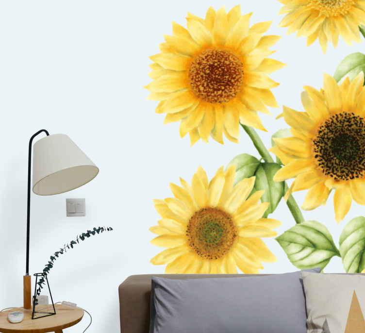 Watercolour Sunflowers mural wallpaper TenStickers