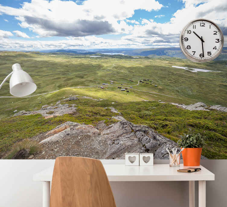 Landscape wall mural mountainous greenery scene - TenStickers