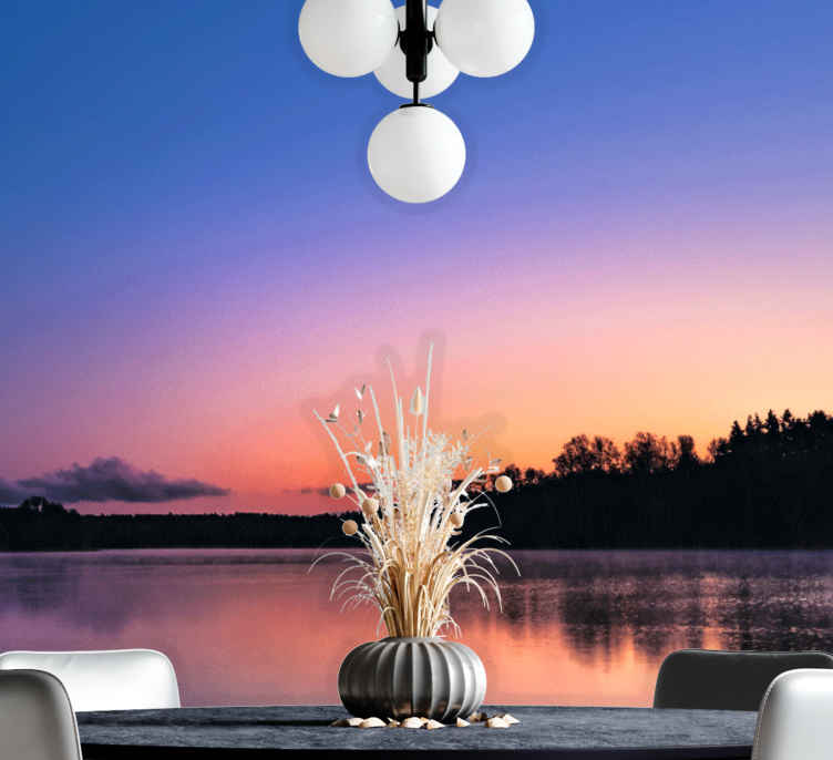 Solnedgang mazury sø fototapet - TenStickers