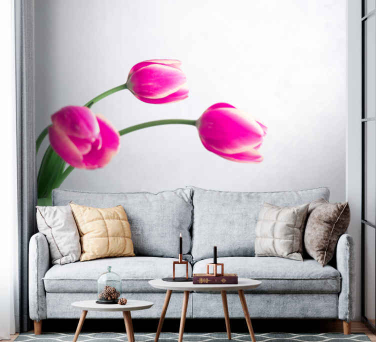 Fotomurali Tre tulipani sfondo bianco