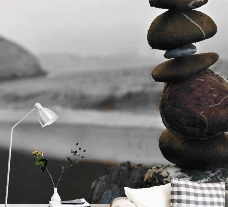 Mural zen pilas de piedras equilibradas - TenVinilo