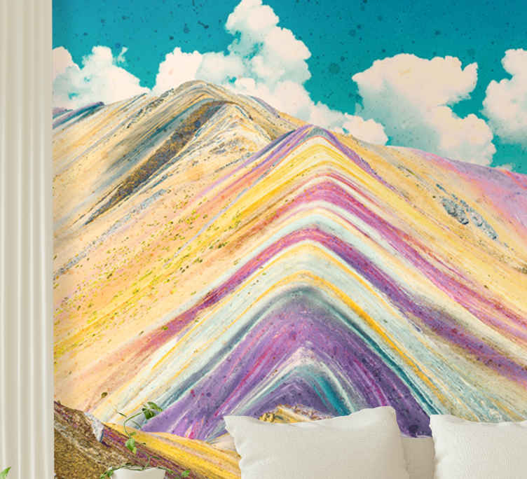 Fotomurais de paisagens Montanha colorida com céu azul - TenStickers
