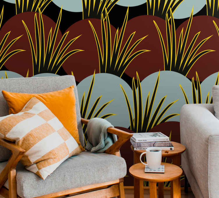Nature wall mural stylized grass designs - TenStickers