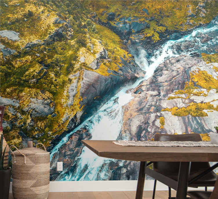 Fotomurale città Paesaggio norvegese fiume ed erba