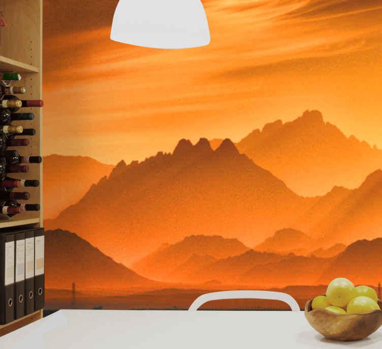 Golden hour in mountains  Mountain wall mural - TenStickers