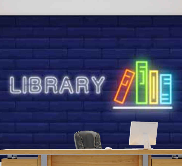 Library brick wall murals - TenStickers