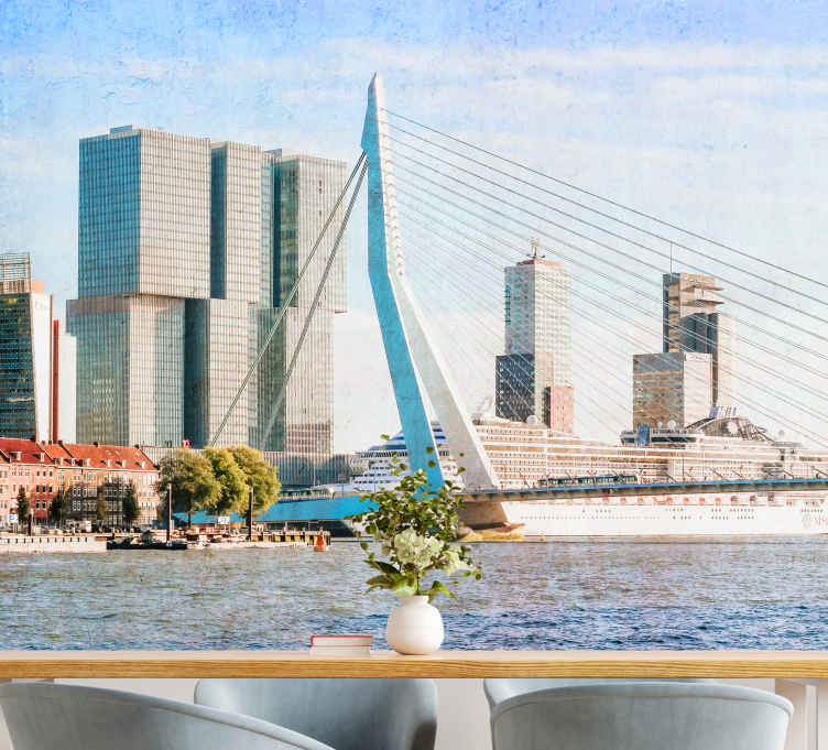 Fotomurales de ciudades Rotterdam puente erasmus