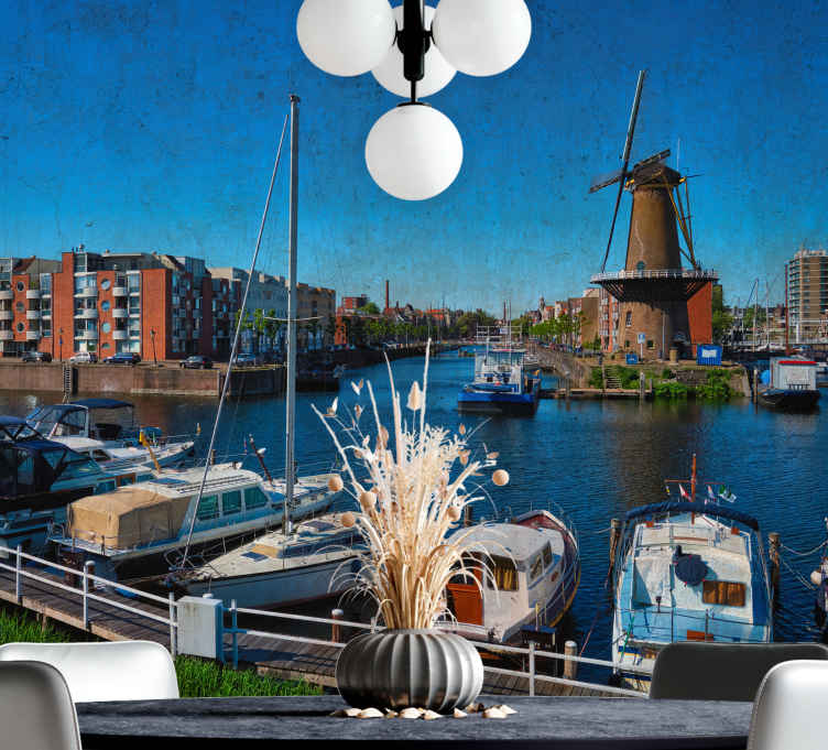 Fototapety na stenu mesta amsterdam pohľad na vodu - Tenstickers