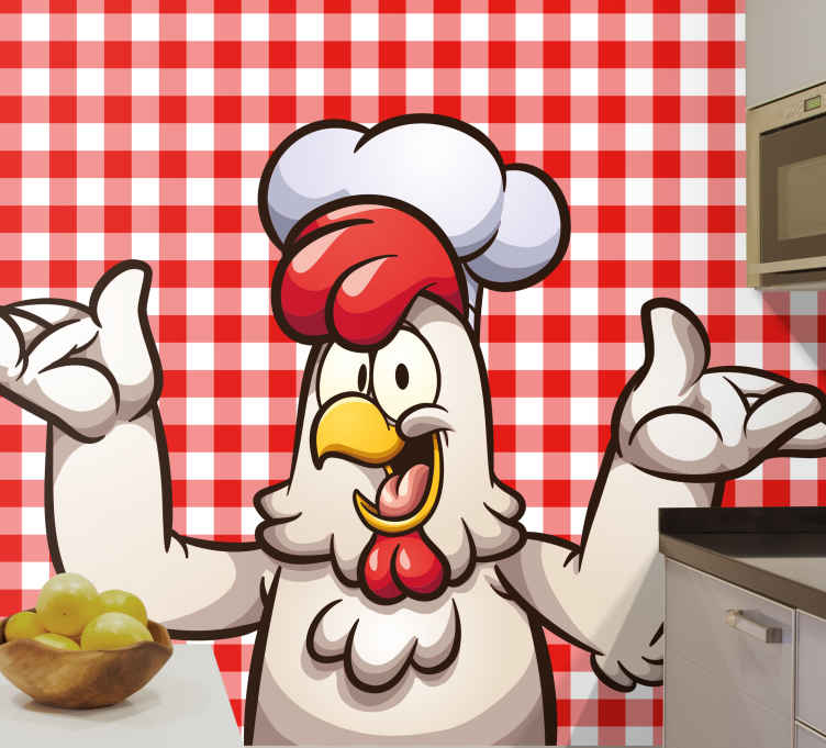 Papel de parede de desenho animado de frango cozinheiro - TenStickers