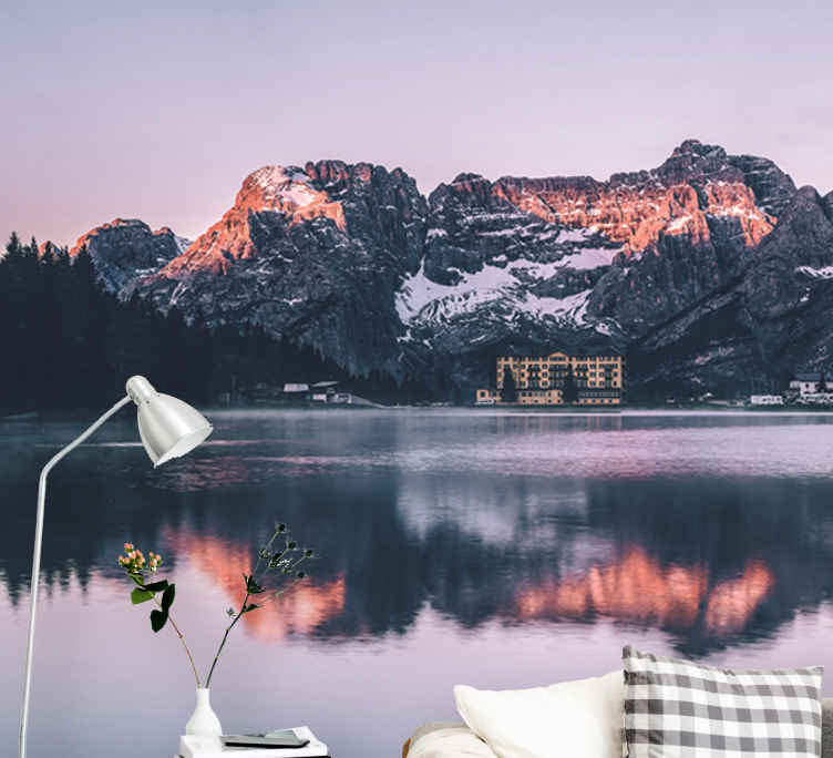 Fotomural salón Diseño de montaña y lago