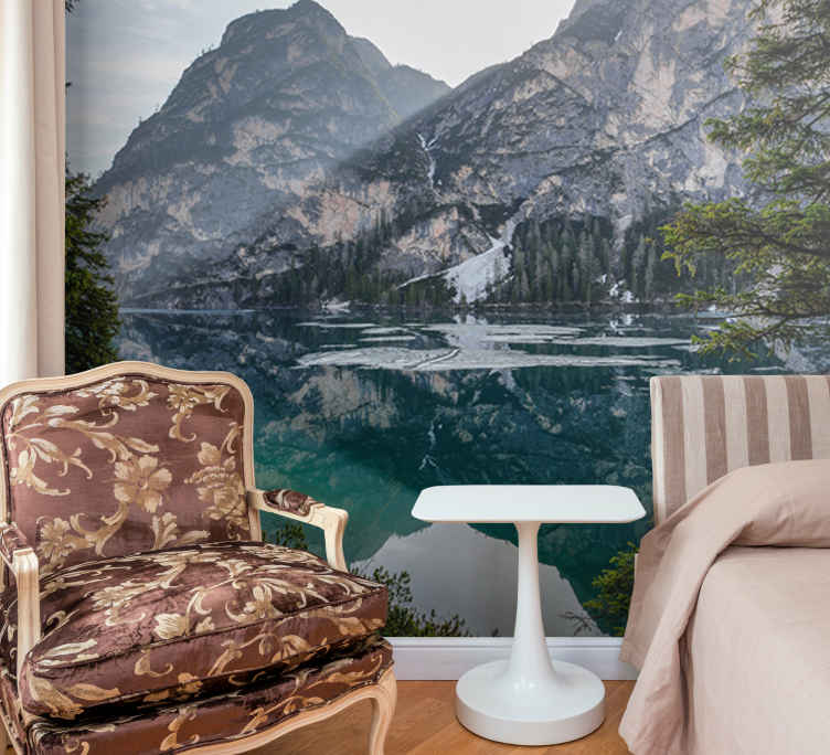 Fotomural habitación matrimonio Montaña y lago - TenVinilo