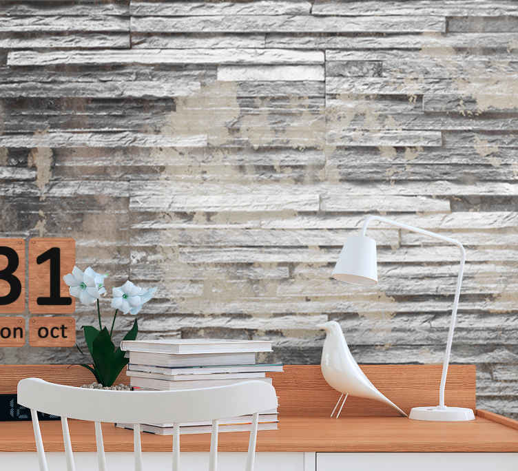 Textured Gray Layers stone wall mural - TenStickers