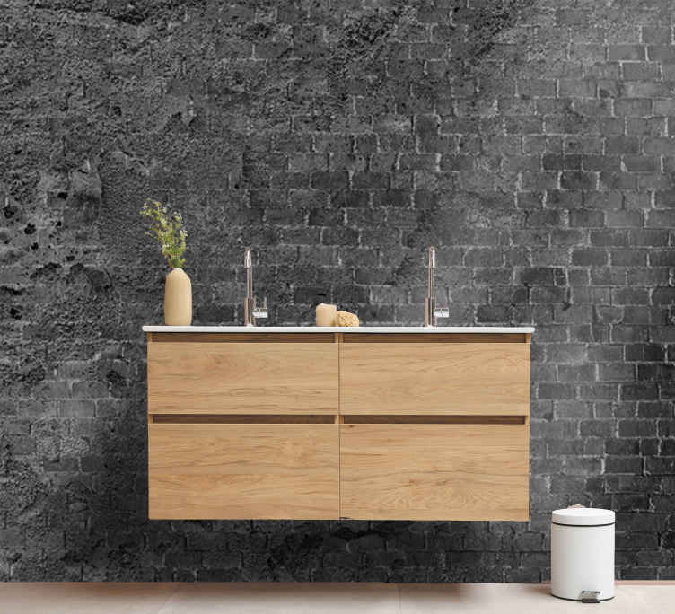 Fotomurale textures Muro di mattoni scuri danneggiati