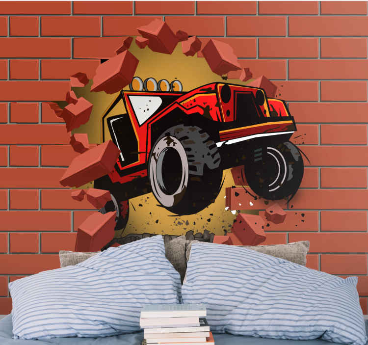 Mural de parede carros corrida de carro de desenho animado - TenStickers