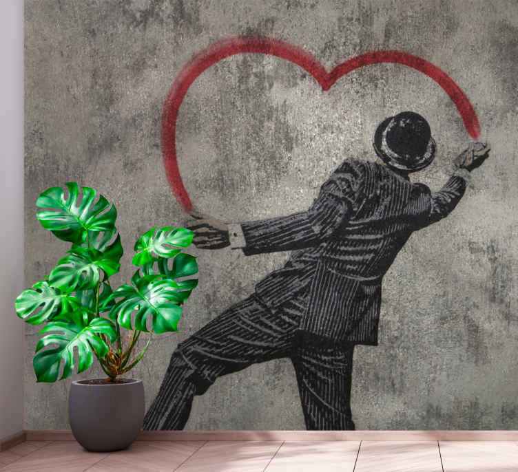 Banksy heart graffity texture wall mural TenStickers
