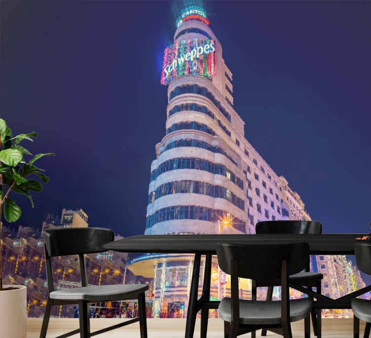 Madrid wall mural madrid skyline at night - TenStickers