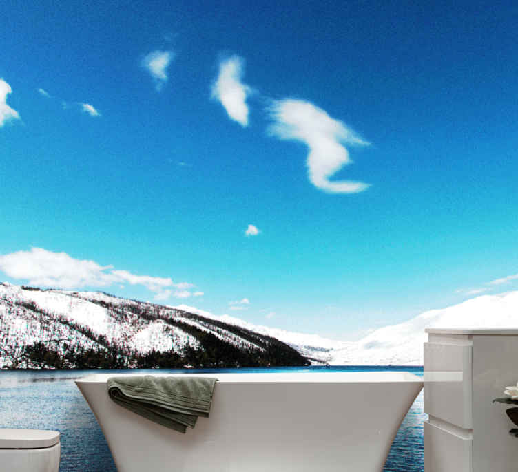 Fotomurale paesaggi Montagna e lago innevati al mattino