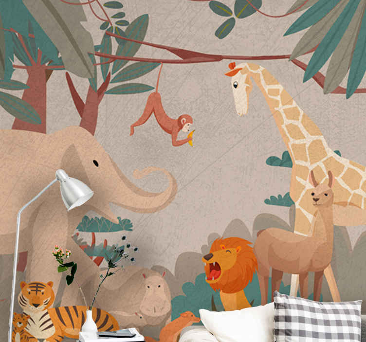 safari flora and fauna nature photo nursery wall mural