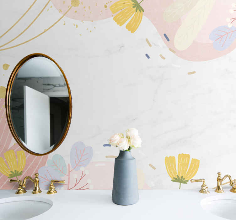 Fotomurale paesaggi Foglie tropicali pastello astratte