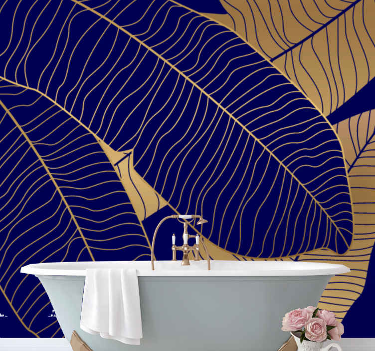 Murales per camera Foglie metalliche contemporanee