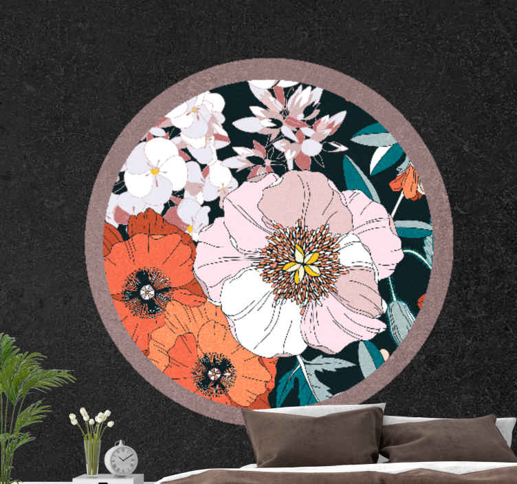 Fotomurale fiori design circolare floreale - TenStickers