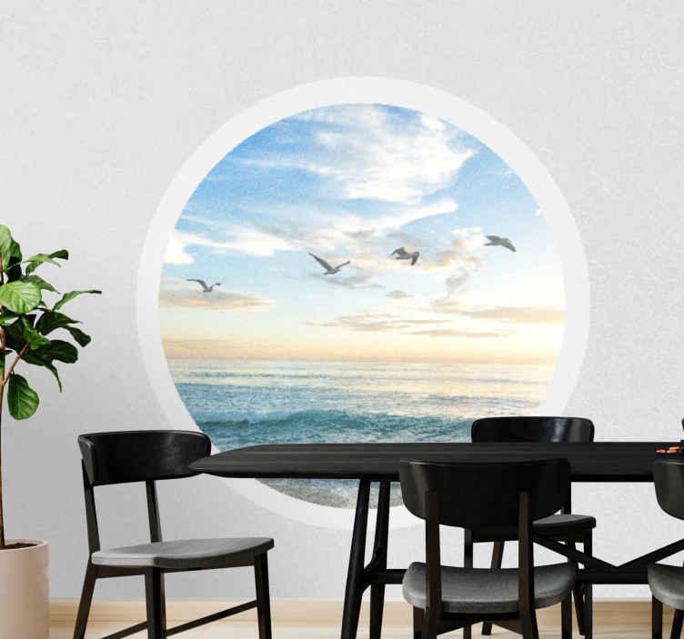 Murales per camera Vista mare con uccelli in cerchio