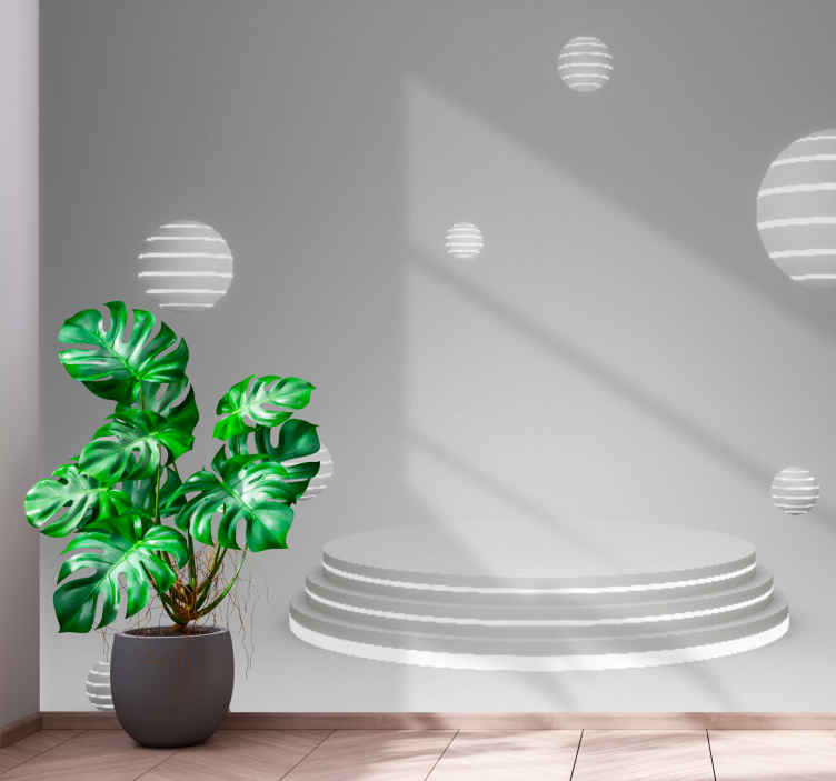Plutajuće sfere kružna baza 3d zidni zid - TenStickers