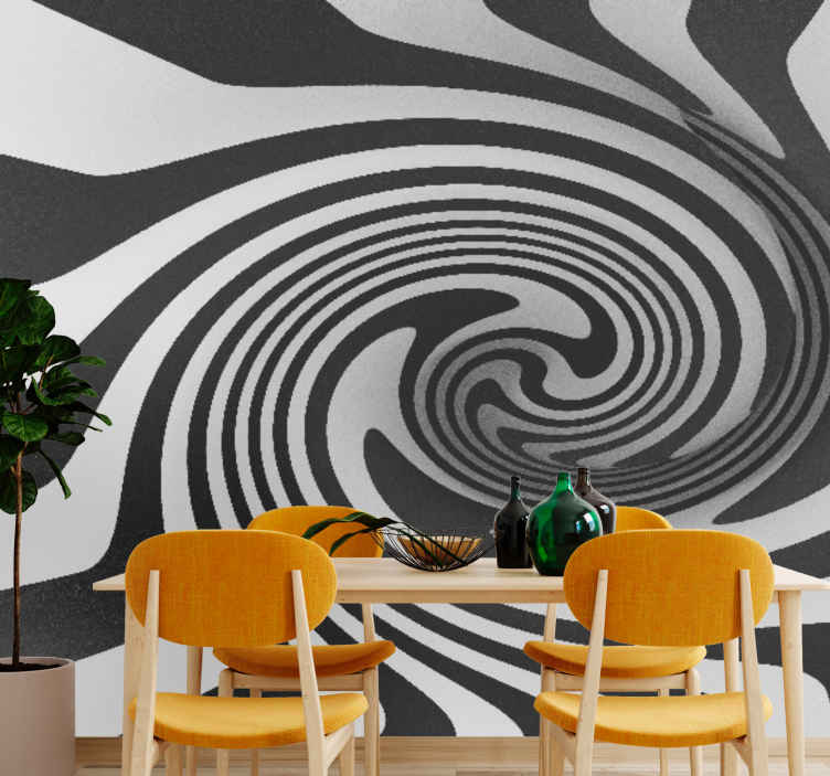 Mural Abstração 3D em Túnel - ilusão de corredor em xadrez preto e