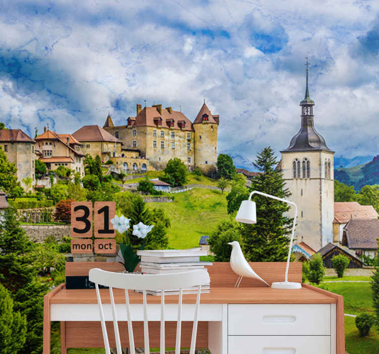 Tapisserie villes et pays paysage de château charmant - TenStickers