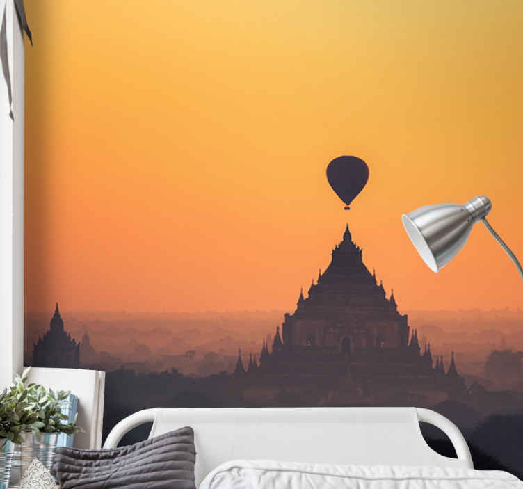 Papier Peint Chambre Enfant Temples Avec Montgolfiere Tenstickers