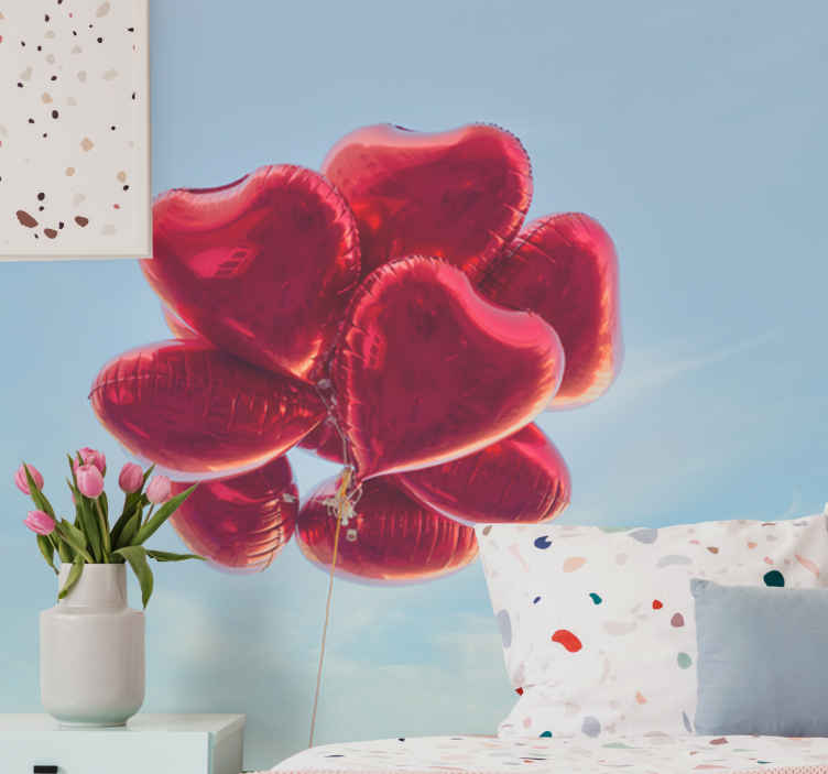 Parati per bambini Palloncini a forma di cuore rosso