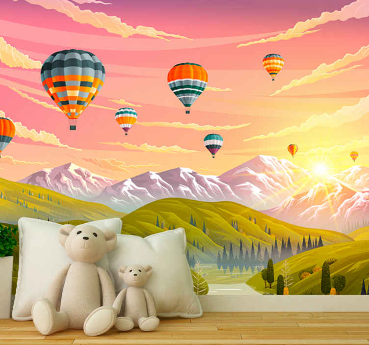 Colorful hot air balloons on mountain Children Wall Murals - TenStickers
