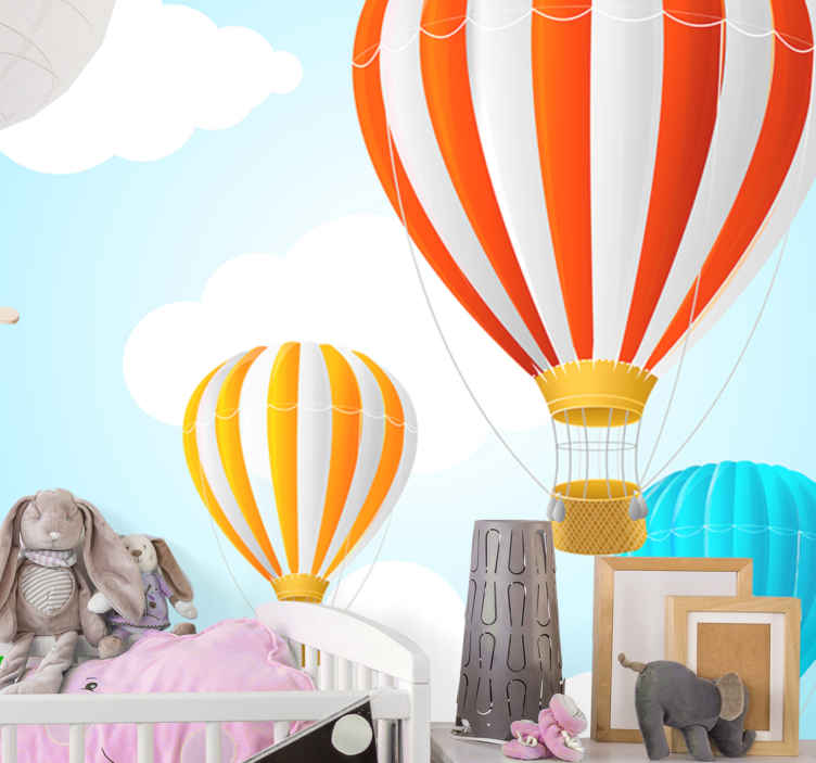 Papier Peint Chambre Enfant Nuages Ciel De Montgolfiere Tenstickers