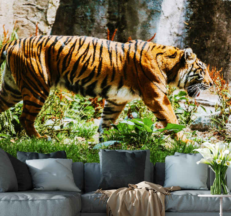 Papel de parede 3D para sala de estar, pôster de tigre, pintura de