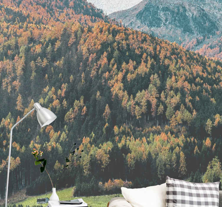 Murales per camera Paesaggio di alberi in montagna