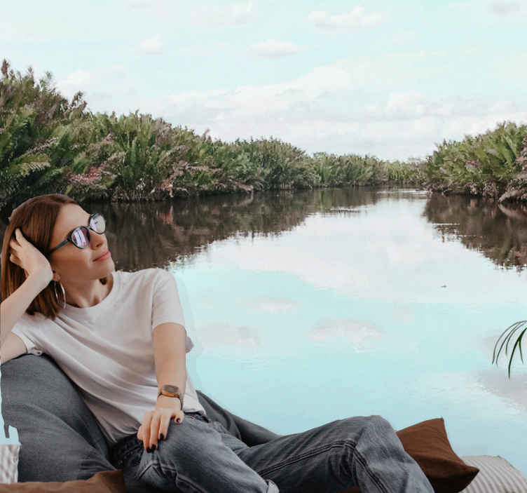 Murales per camera Palme verdi lungo il fiume