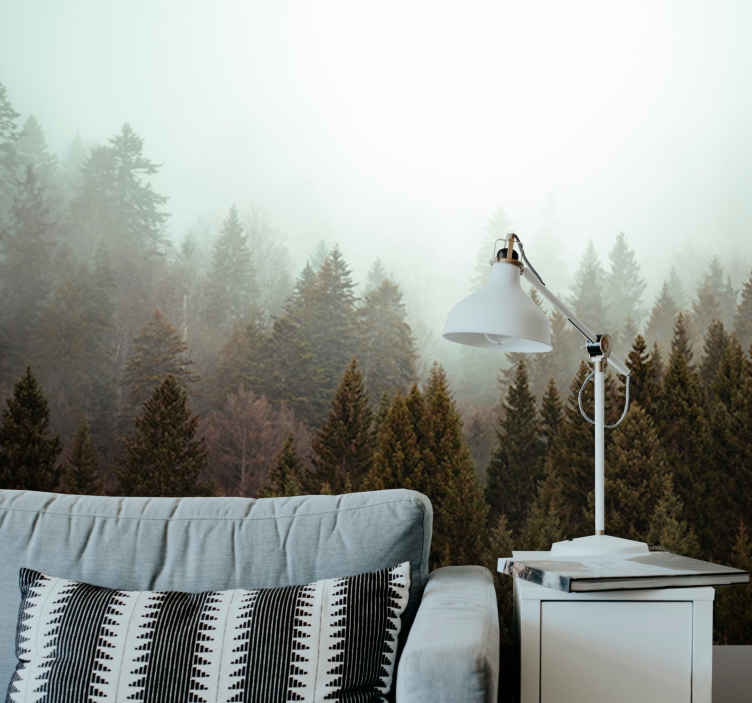 Foggy autumnal forest mural wallpaper TenStickers