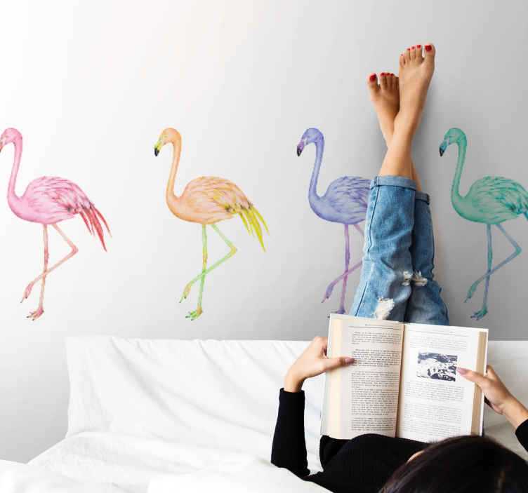 Farverige sømløse flamingoer fototapet - TenStickers