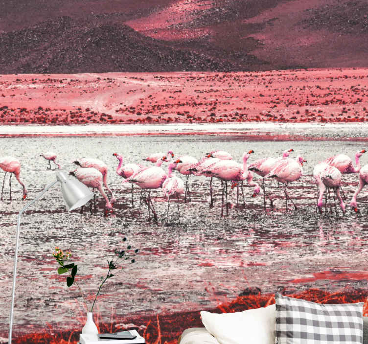 Animals wall mural flamingo habitat scene - TenStickers